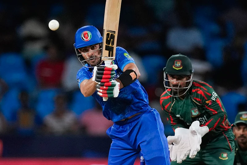 Rahmanullah Gurbaz bats against Bangladesh